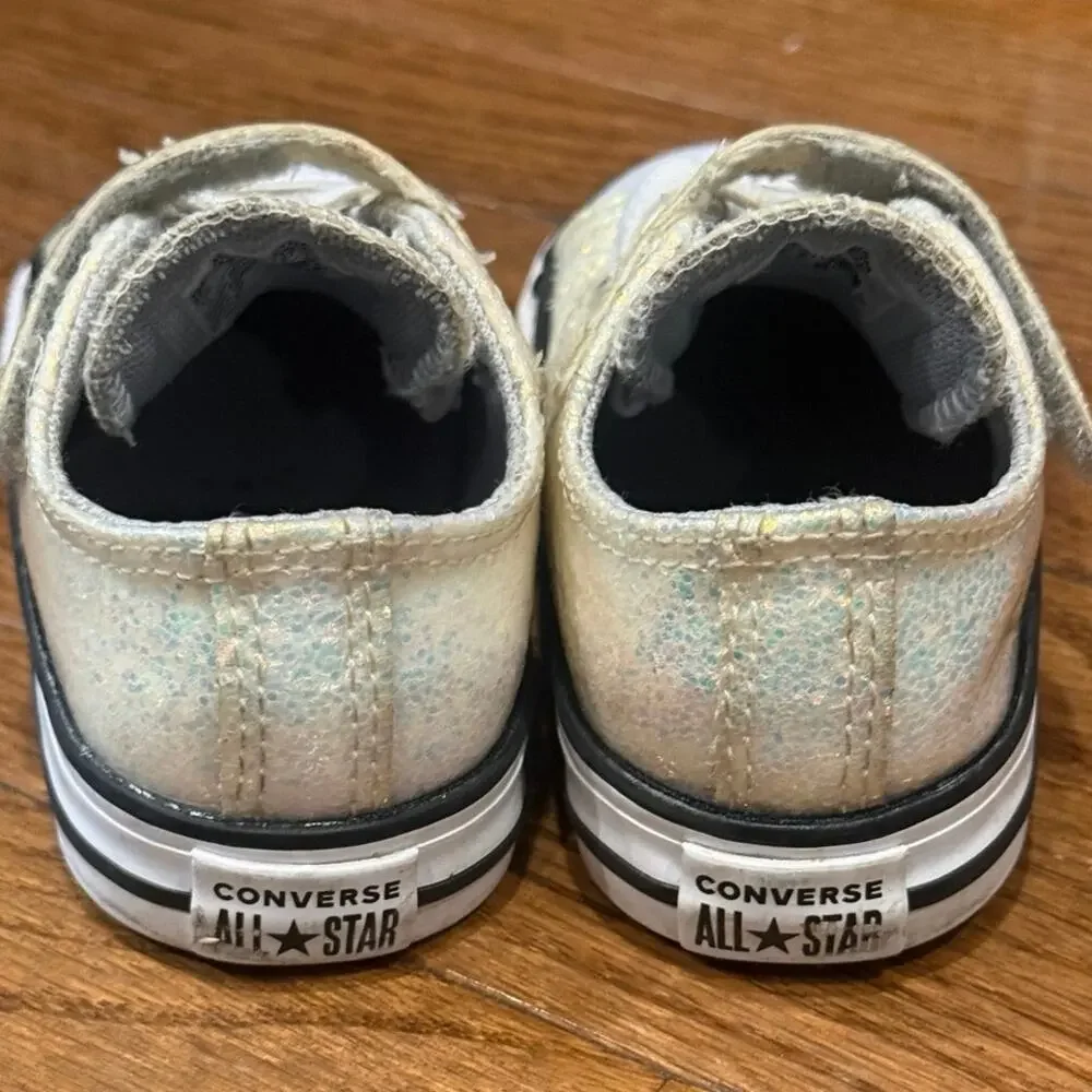 Converse Chuck Taylor 1V Ox Toddler Size 7C Glitter Hook & Loop Sneakers